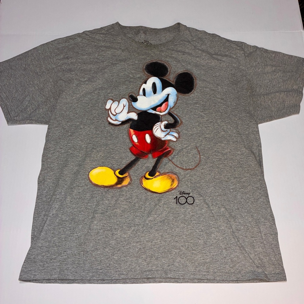 Disney Gray Mickey Mouse 100th Anniversary Graphic Tee
